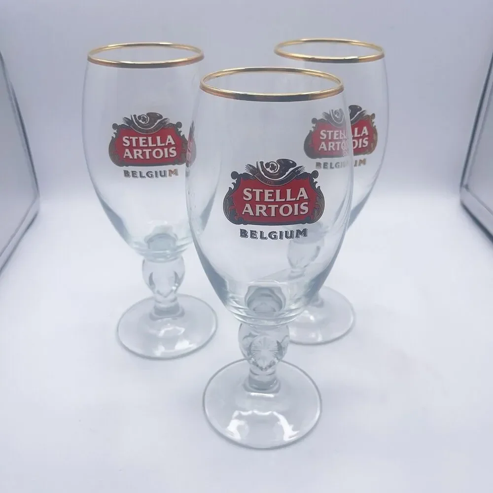 Stella Artois Gold Rimmed Beer Taster Glasses 15 CL M - Set Of 3